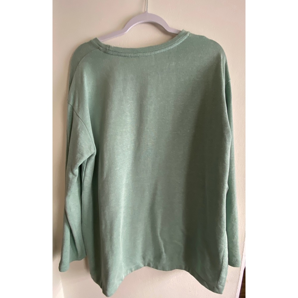 Eileen Fisher Organic Cotton Linen Lyocell Sweatshirt Sage Green Small S/P - Picture 2 of 14